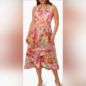 Adrianna Papell Multicolor Floral High Low Dress